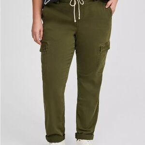 Torrid Dark Olive Green Cargo Pants With Adjustable Waist Sz 2X